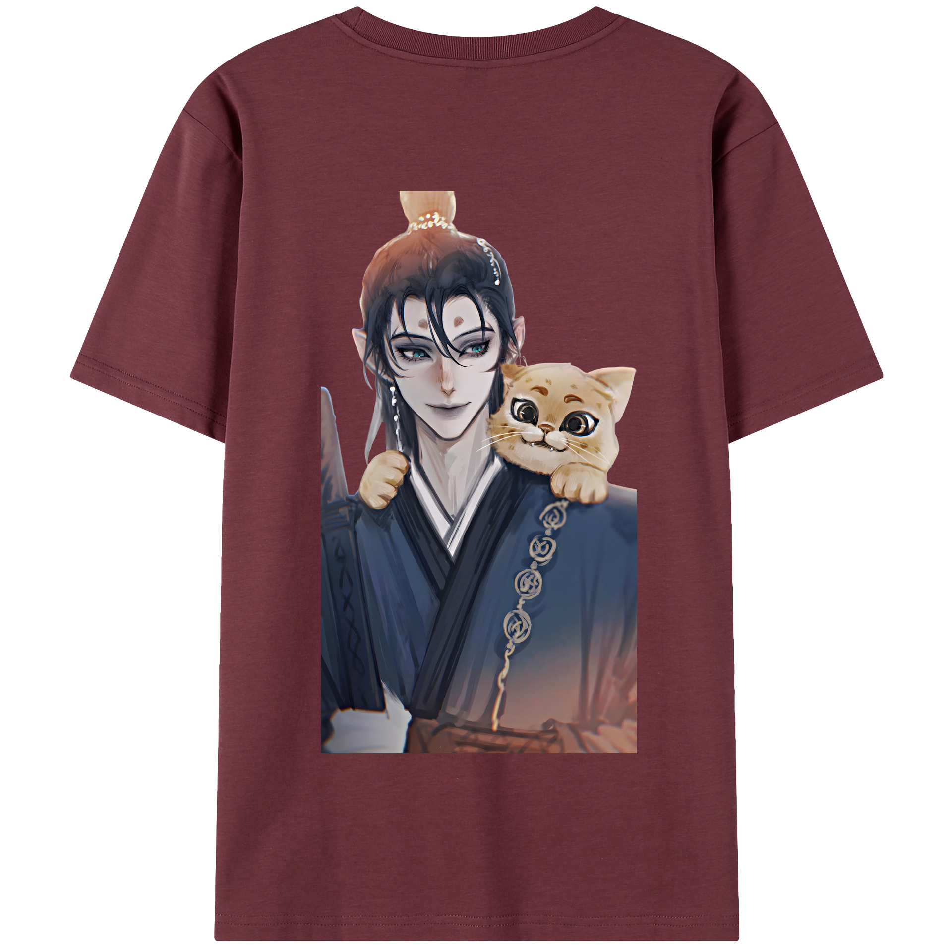 （画像用） Ne Zha 2 ナタ 魔童の大暴れ 綿100％半袖Tシャツ（背面プリント）